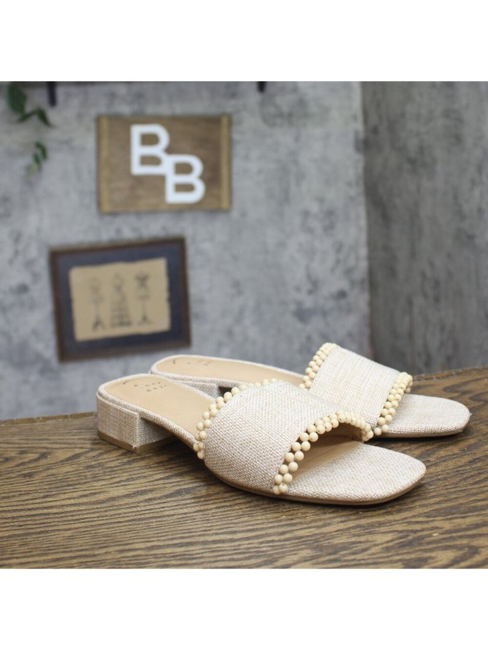 A New Day Womens Lottie Sandals Block Heel Ball Accent Natural Brown 9.5M